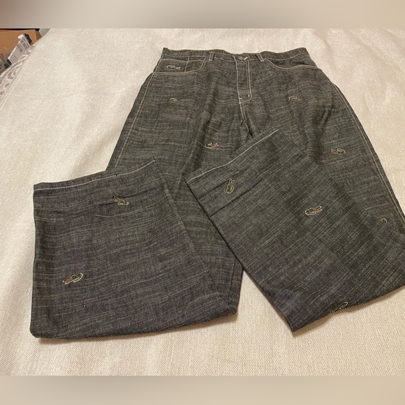 Lacoste oversized jeans black denim with crocodiles size 34x38 - Picture 5 of 16